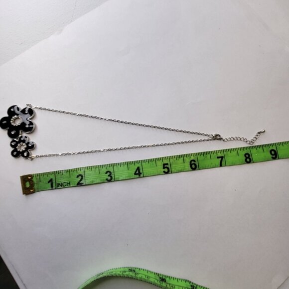 Black Enamel Flower Pendant - Picture 8 of 14